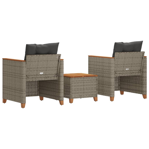 3-tlg. Bistro Set Grau mit Kissen