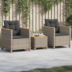 3-tlg. Bistro Set Grau mit Kissen