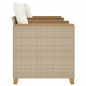 3-tlg. Bistro-Set Beige Poly Rattan Akazienholz