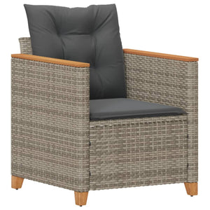 Gartensessel Grau Poly Rattan mit Kissen