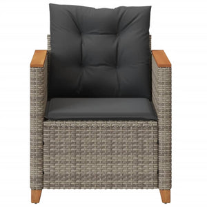 Gartensessel Grau Poly Rattan mit Kissen