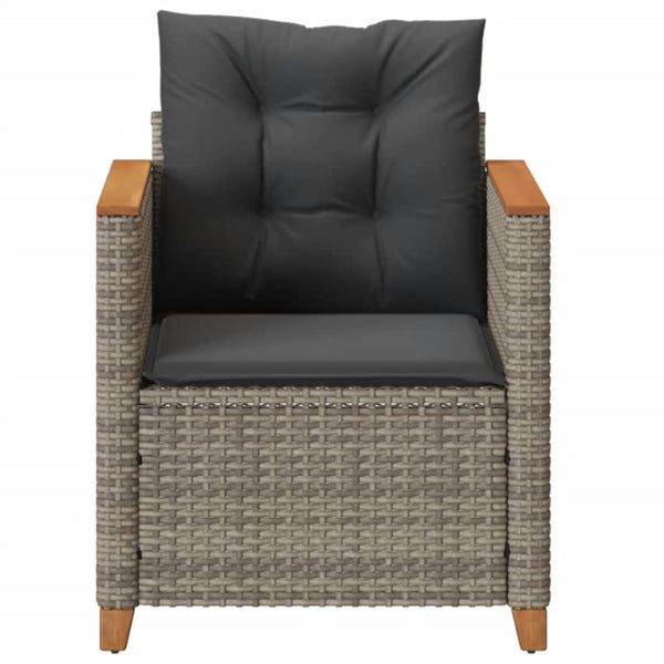 Gartensessel Grau Poly Rattan mit Kissen