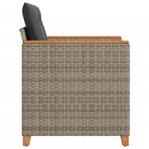 Gartensessel Grau Poly Rattan mit Kissen