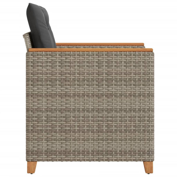 Gartensessel Grau Poly Rattan mit Kissen