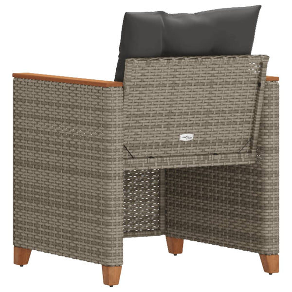 Gartensessel Grau Poly Rattan mit Kissen