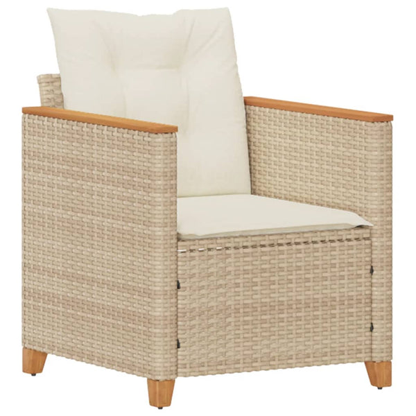 Gartensessel Beige Poly Rattan mit Kissen