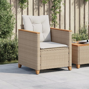 Gartensessel Beige Poly Rattan mit Kissen