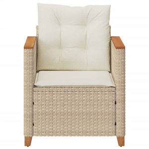 Gartensessel Beige Poly Rattan mit Kissen