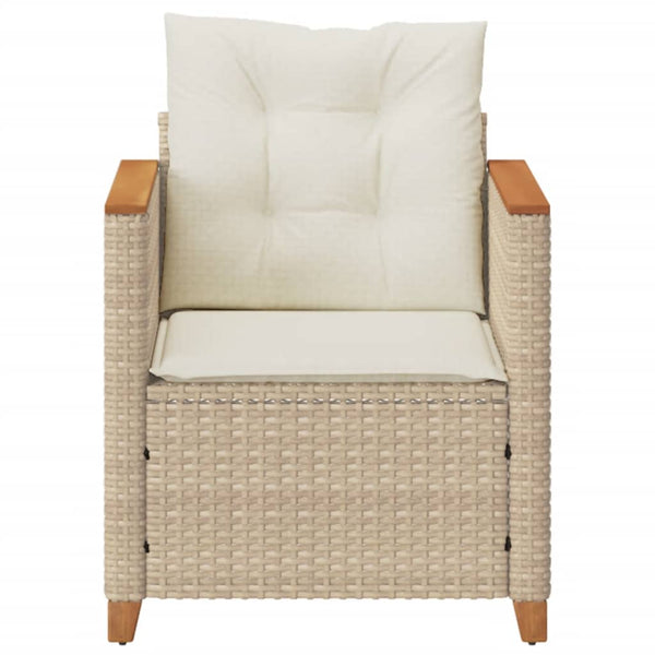 Gartensessel Beige Poly Rattan mit Kissen