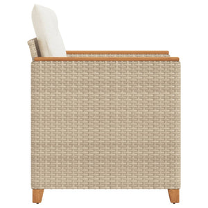 Gartensessel Beige Poly Rattan mit Kissen