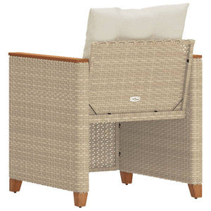 Gartensessel Beige Poly Rattan mit Kissen