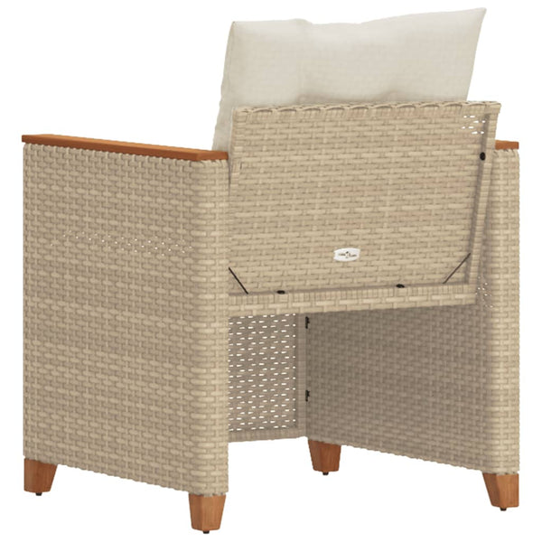 Gartensessel Beige Poly Rattan mit Kissen