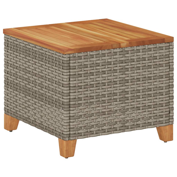 Grauer Gartentisch 45x45 cm Poly Rattan Akazie