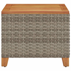 Grauer Gartentisch 45x45 cm Poly Rattan Akazie