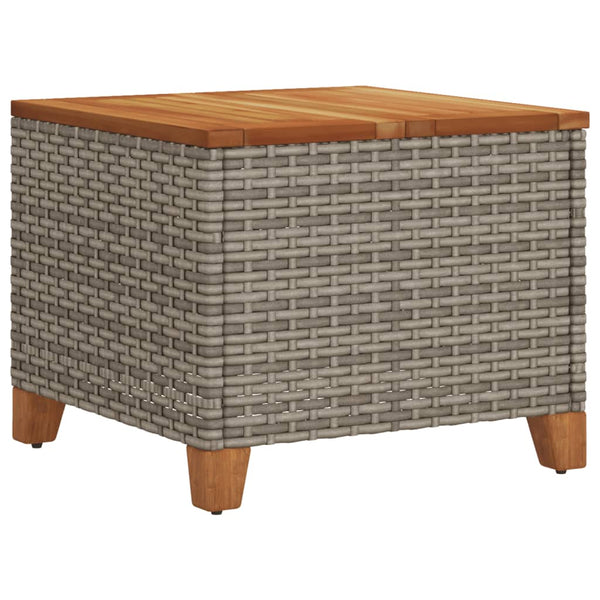 Grauer Gartentisch 45x45 cm Poly Rattan Akazie