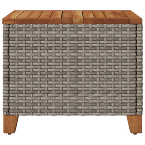 Grauer Gartentisch 45x45 cm Poly Rattan Akazie