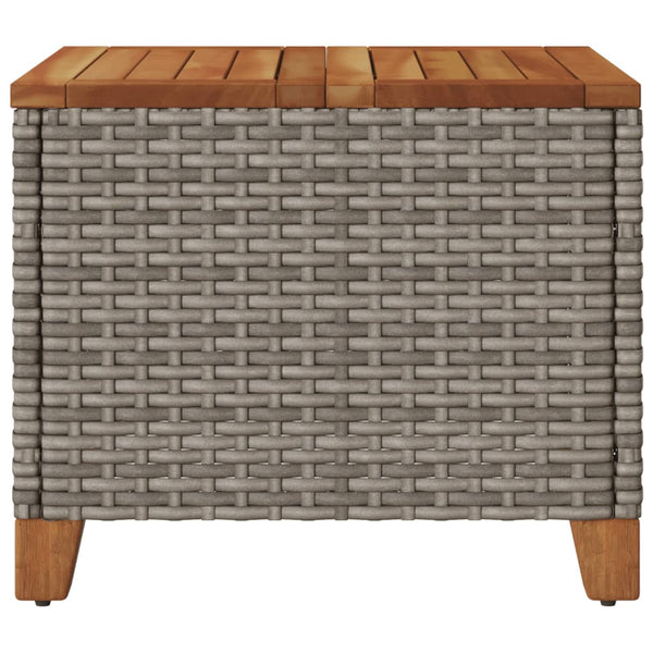 Grauer Gartentisch 45x45 cm Poly Rattan Akazie