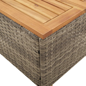 Grauer Gartentisch 45x45 cm Poly Rattan Akazie