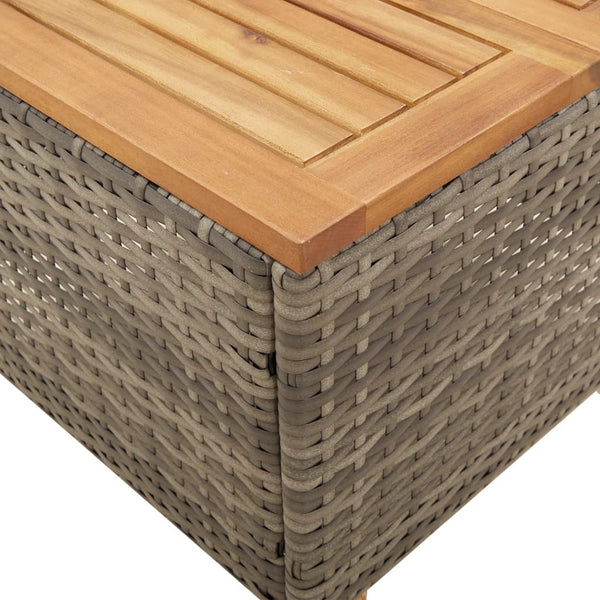 Grauer Gartentisch 45x45 cm Poly Rattan Akazie