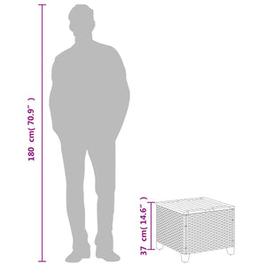 Grauer Gartentisch 45x45 cm Poly Rattan Akazie