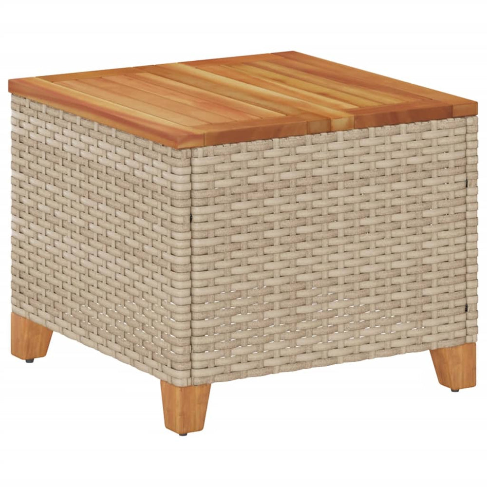 Beiger Gartentisch 45x45 cm Poly Rattan Akazie