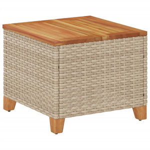 Beiger Gartentisch 45x45 cm Poly Rattan Akazie