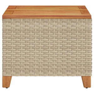 Beiger Gartentisch 45x45 cm Poly Rattan Akazie