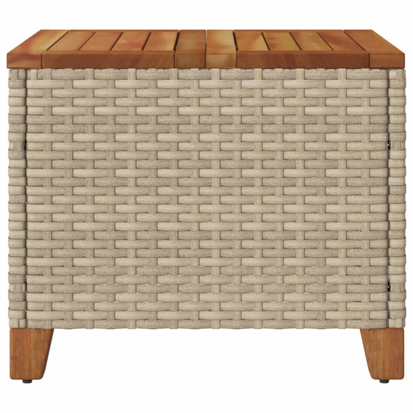 Beiger Gartentisch 45x45 cm Poly Rattan Akazie