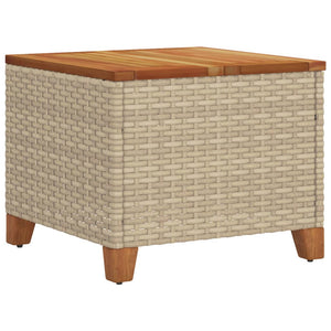 Beiger Gartentisch 45x45 cm Poly Rattan Akazie