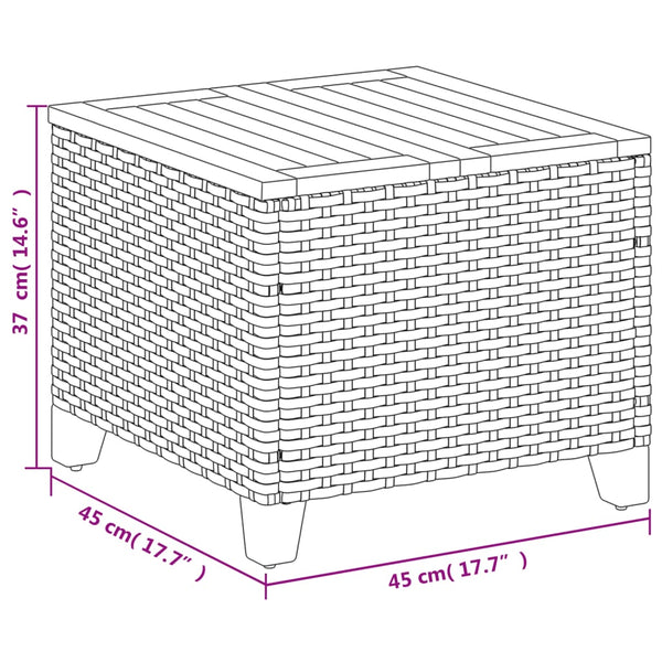 Beiger Gartentisch 45x45 cm Poly Rattan Akazie