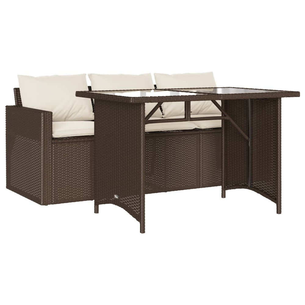 2-tlg. Garten Essgruppe Braun Poly Rattan