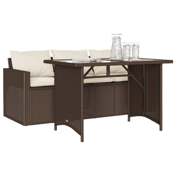2-tlg. Garten Essgruppe Braun Poly Rattan