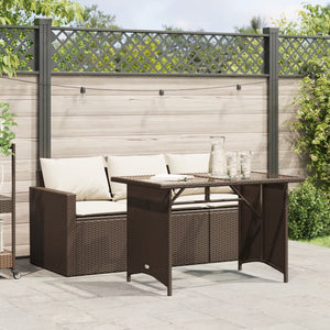 2-tlg. Garten Essgruppe Braun Poly Rattan