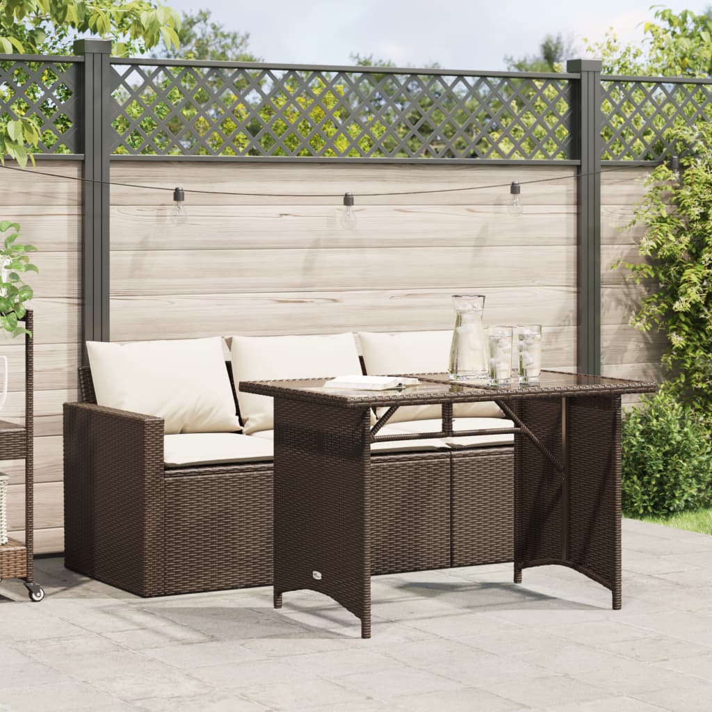 2-tlg. Garten Essgruppe Braun Poly Rattan