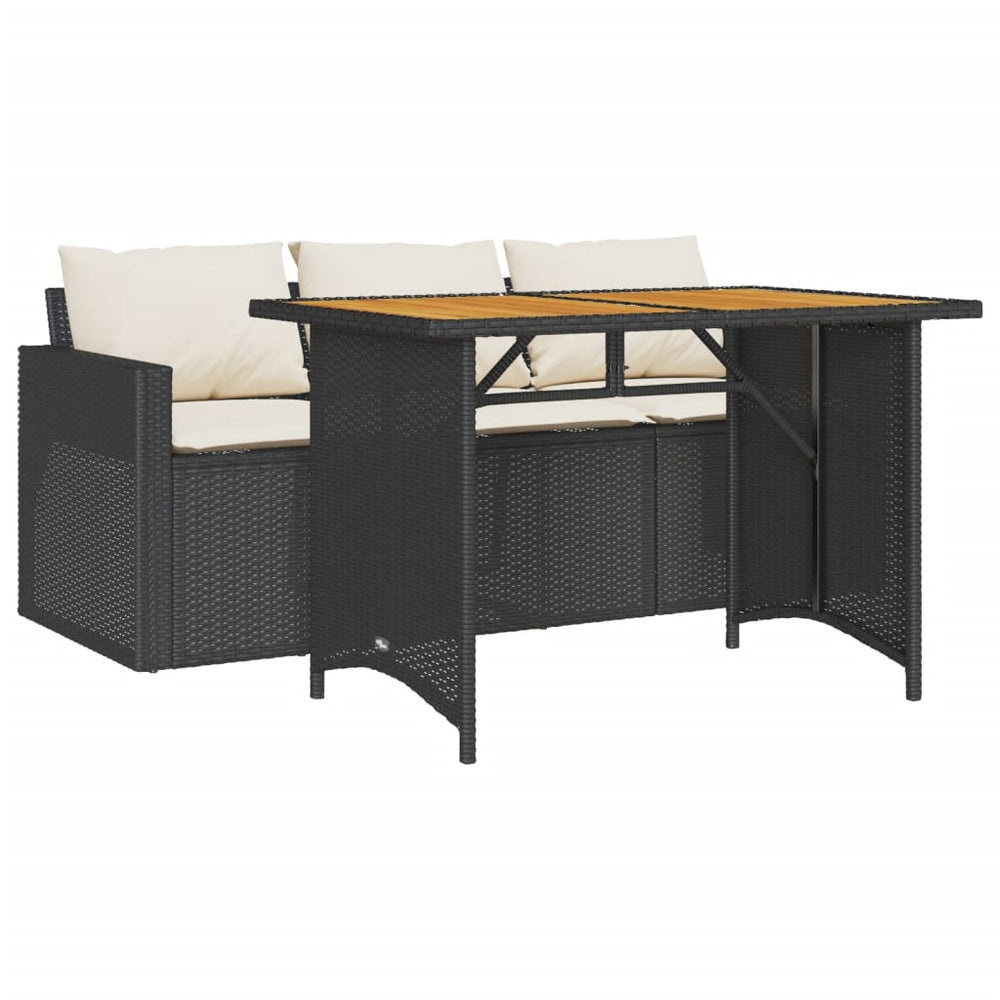 2-tlg. Garten Essgruppe Schwarz Poly Rattan