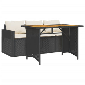 2-tlg. Garten Essgruppe Schwarz Poly Rattan