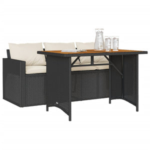 2-tlg. Garten Essgruppe Schwarz Poly Rattan