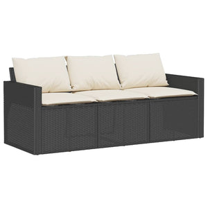 2-tlg. Garten Essgruppe Schwarz Poly Rattan