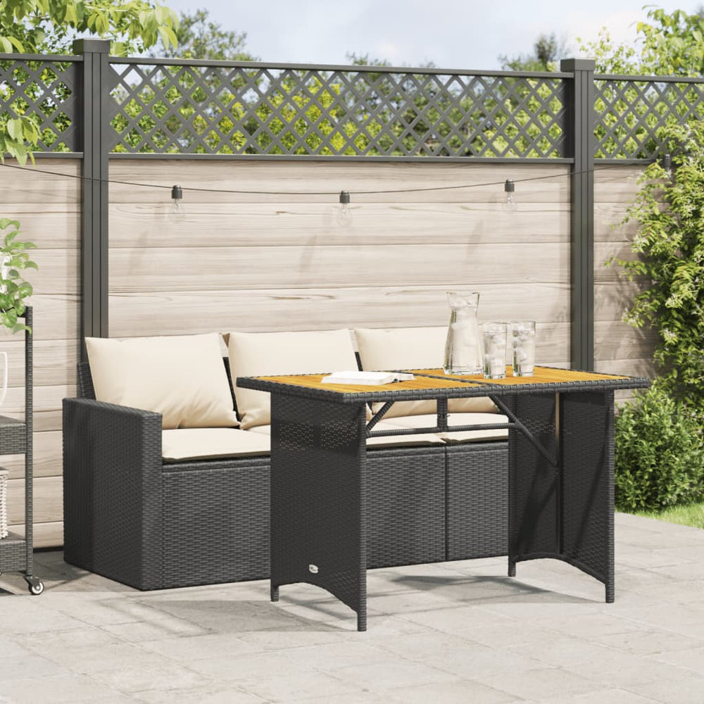 2-tlg. Garten Essgruppe Schwarz Poly Rattan