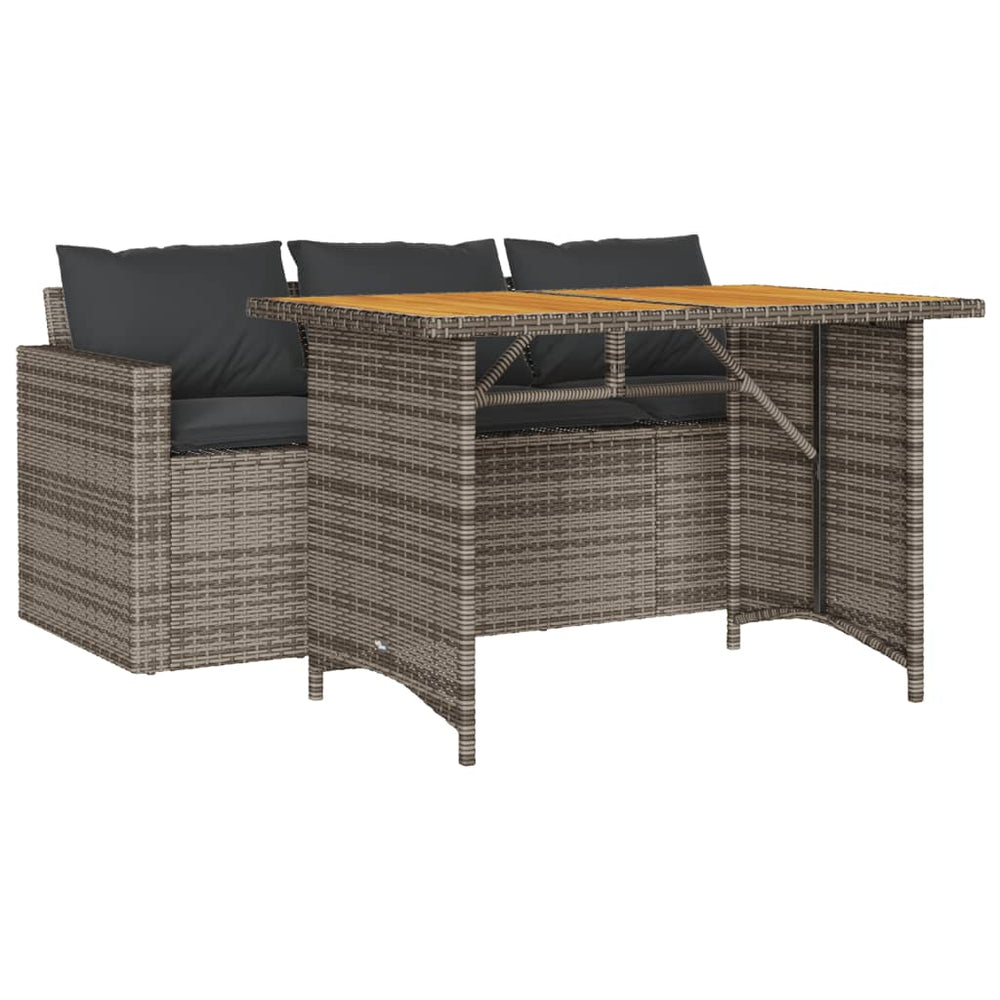 vidaXL Salon de jardin 2 pcs avec coussins Gris Résine tressée