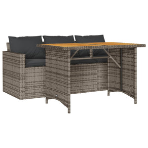 2-tlg. Garten Essgruppe Grau Poly Rattan