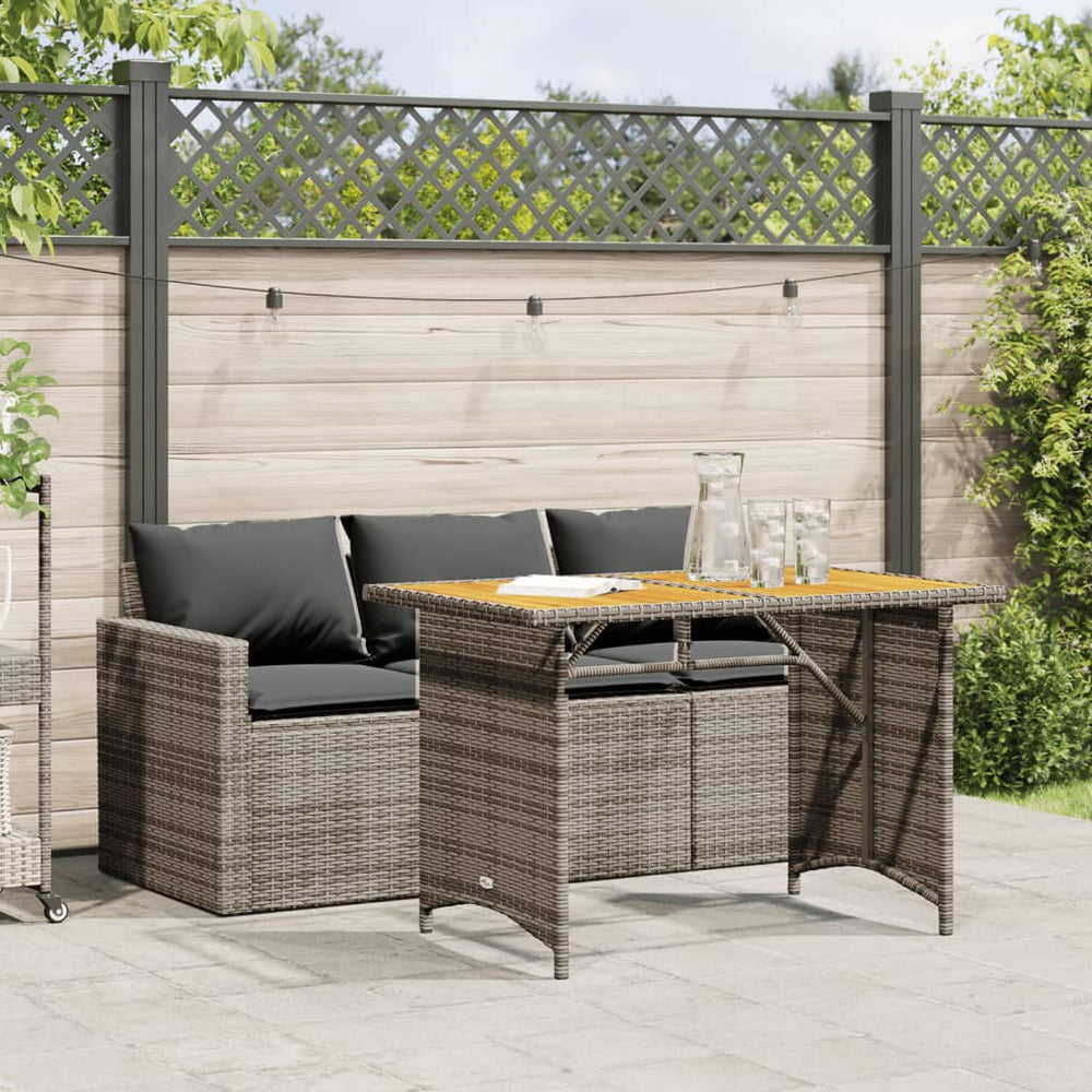 vidaXL Salon de jardin 2 pcs avec coussins Gris Résine tressée
