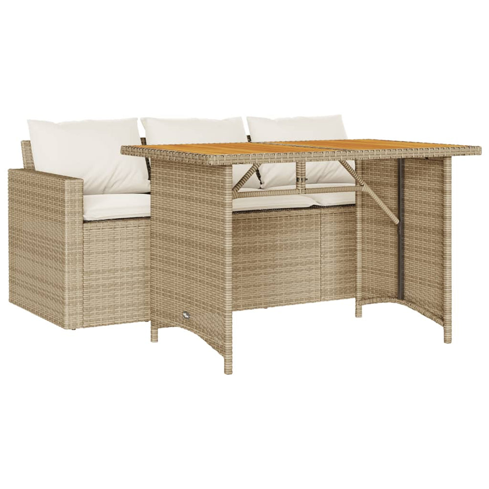 2-tlg. Garten Essgruppe Beige Poly Rattan