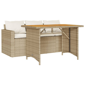 2-tlg. Garten Essgruppe Beige Poly Rattan