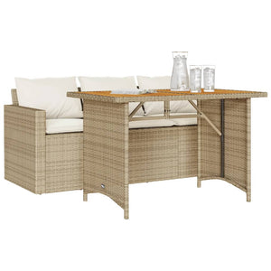2-tlg. Garten Essgruppe Beige Poly Rattan