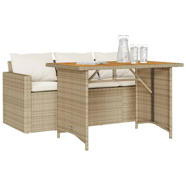 2-tlg. Garten Essgruppe Beige Poly Rattan