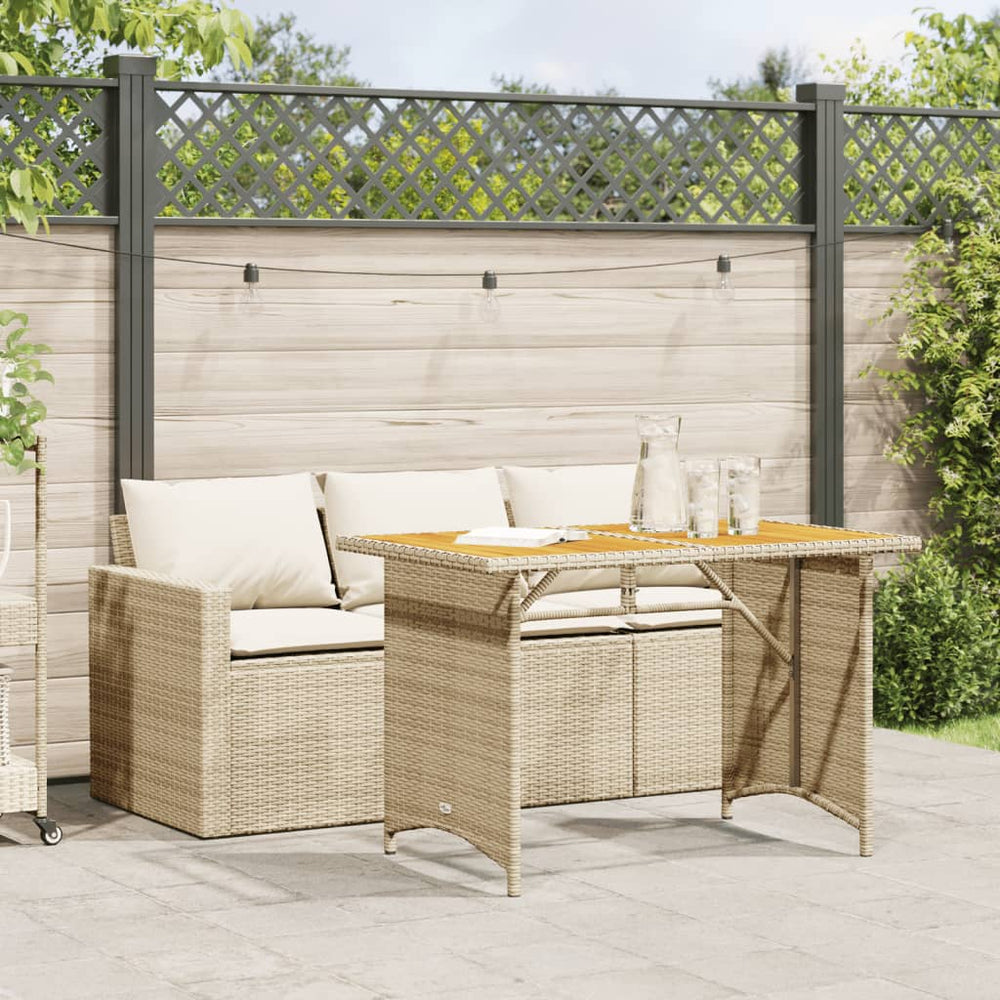 2-tlg. Garten Essgruppe Beige Poly Rattan