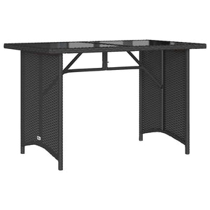 Schwarzer Gartentisch mit Glasplatte 110x68 cm