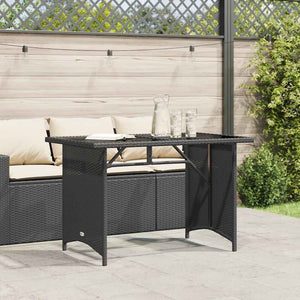 Schwarzer Gartentisch mit Glasplatte 110x68 cm