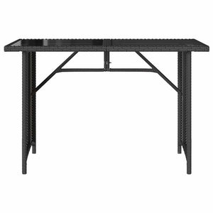Schwarzer Gartentisch mit Glasplatte 110x68 cm